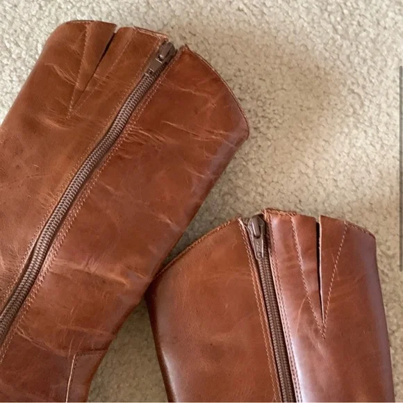 Matisse Western Zip Up Brown Leather Cowboy Boots - Picture 2 of 9